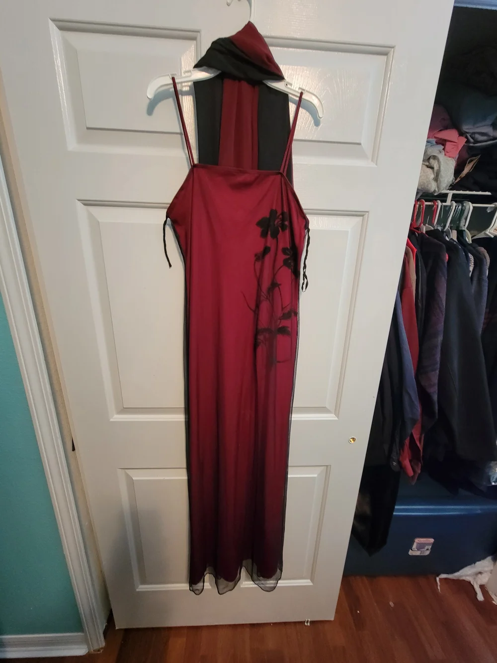 Joules Burgundy and Black Sheer Slip Dress
